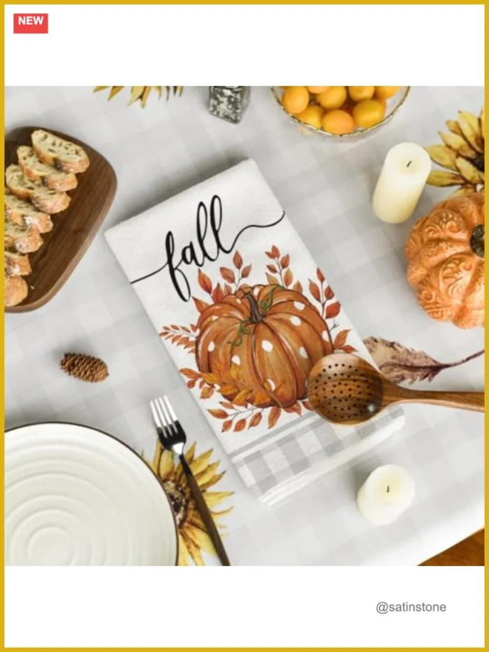 Artoid Mode Pumpkin Leaves Fall Kitchen Towels Set of 2 18x26 Inch Dish Towels
